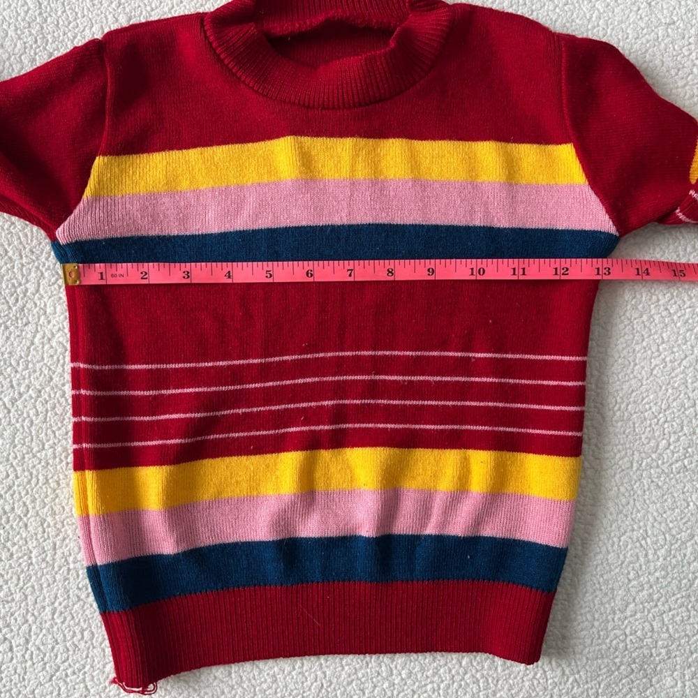 Vintage Striped Sweater, Red Pink. Approx sz 4-5T. Vibrant Fun - Picture 3 of 3